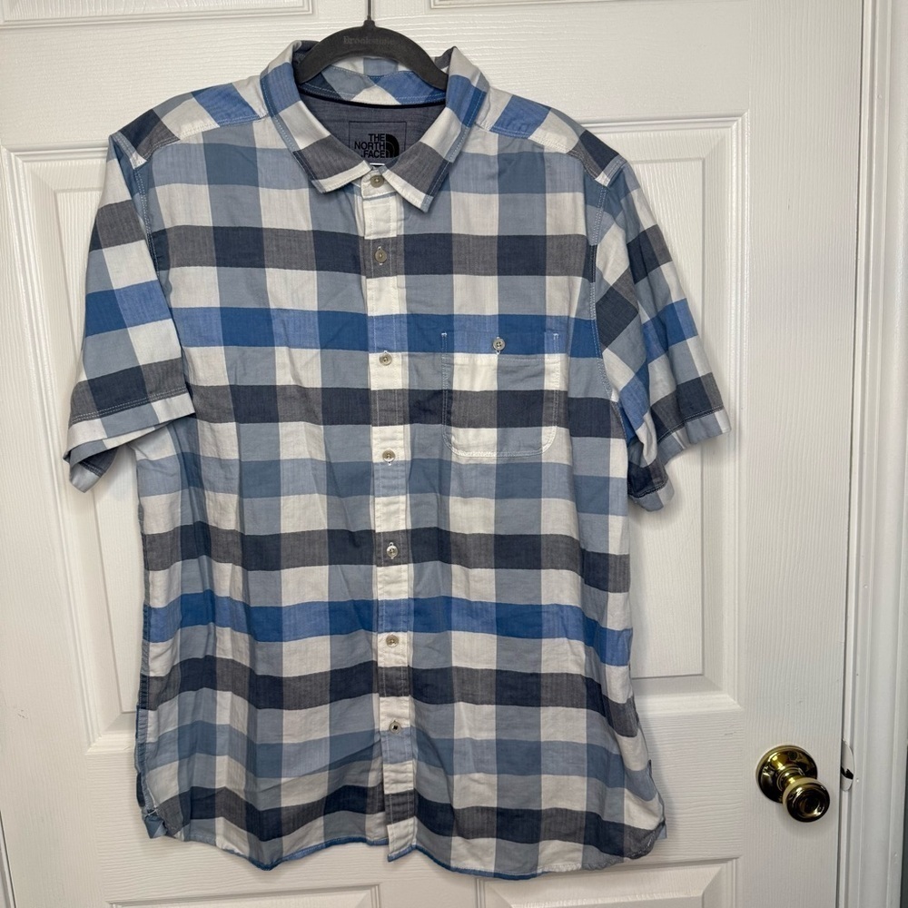 The North Face Blue and White Casual Button Down Shirt Mens size XL GUC